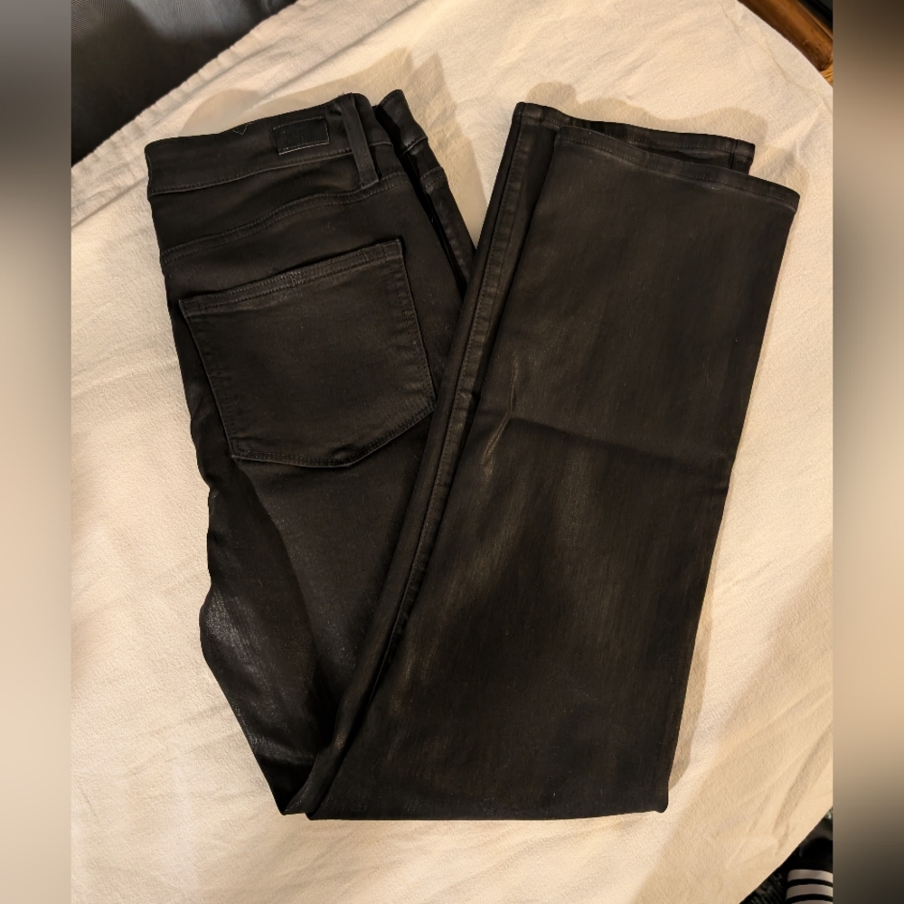 Women's Waxy Shimmery Black Jeans